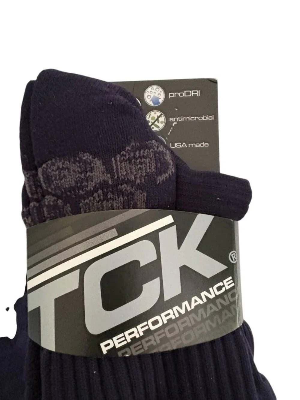 *New 2-TCK Performance Socks Mens Medium FPOTK-M Navy Blue ProDRI Athletic